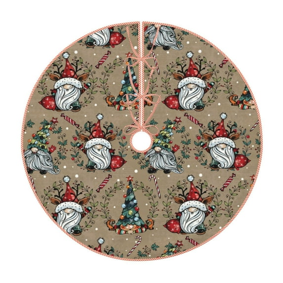 Salouo Santa Claus cute Christmas Tree Skirt 48" Farmhouse Christmas Decorations Snowman Xmas Tree Skirt Tree Mat for Holiday Party Decor