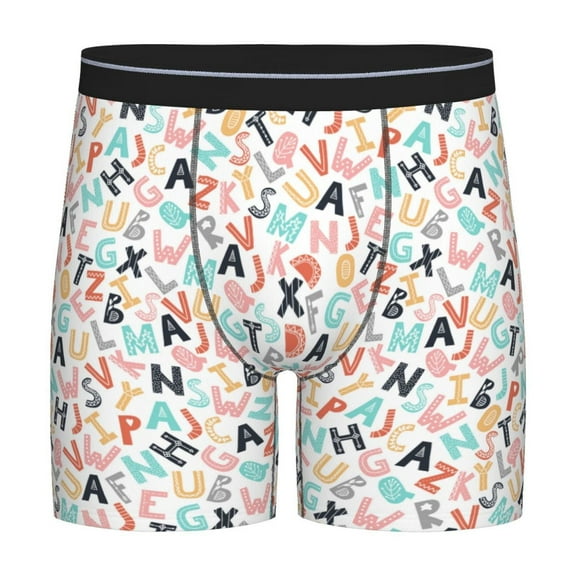 Salouo Scandinavian Alphabet1 Pattern Men's Boxer Briefs, Soft & Breathable Underwear Elastic Waistband Briefs for Men,1-Pack