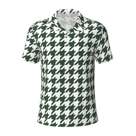 Salouo Scottish Checkered for Men's Short Sleeve Polo Shirts,Polo Shirts for Men Performance Short Sleeve Golf Shirt Athletic Casual Collared T-Shirt-