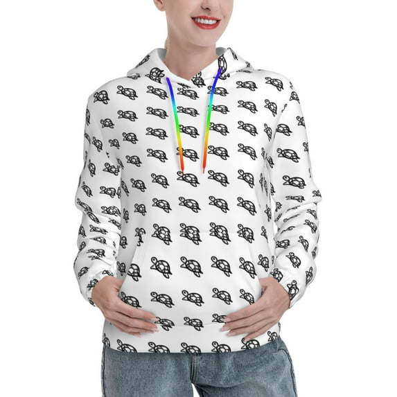 Salouo SeTurtle27 Pattern Hoodie Sweatshirts for Women, Autumn Pullover Hoodie Workout Sweat Women's Long Sleeve Preppy Sweatshirts-X-Large
