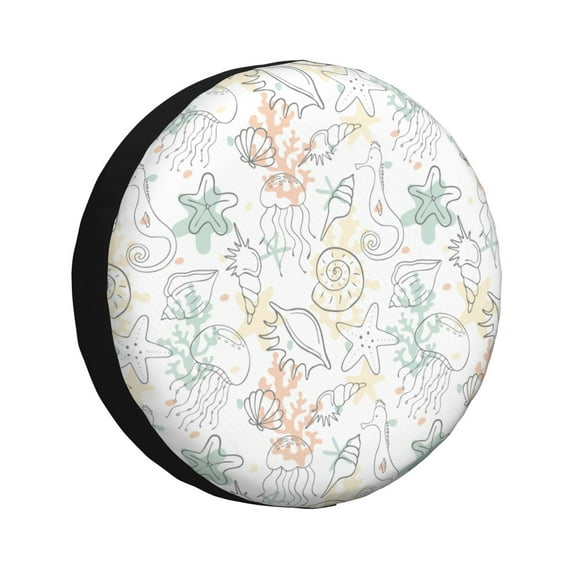 Salouo Sea Animals Print Spare Tire Cover 14-17 inch Spare Tire Protector Universal Tough Tire Wheel Cover for Trailer SUV and Truck-17 inch