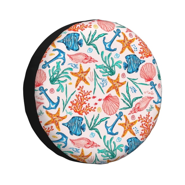 Salouo Sea Creatures Print Spare Tire Cover 1417 inch Spare Tire