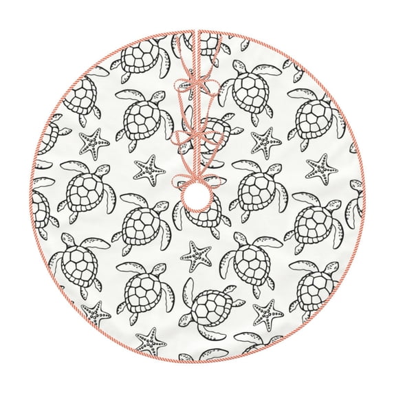 Salouo Sea Turtle Christmas Tree Skirt 36" Farmhouse Christmas Decorations Snowman Xmas Tree Skirt Tree Mat for Holiday Party Decor