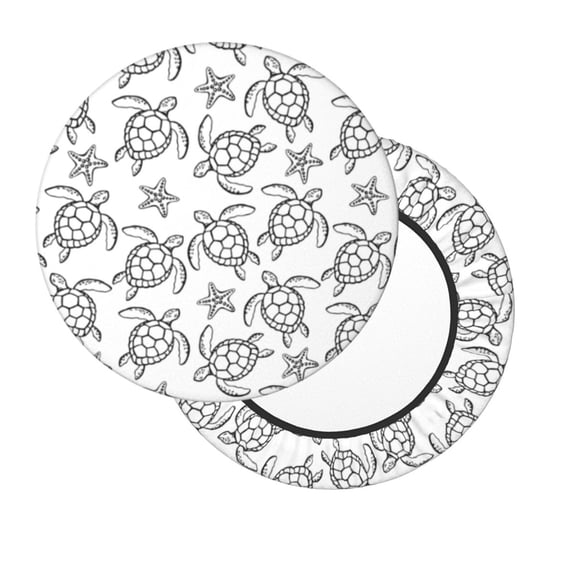 Salouo Sea Turtle Pattern Bar Stool Cushion Cover, Round Crease-Resistant Stretchy Dustproof Stool Seat Slipcover for Bar Round Chair-14 inch