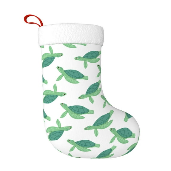Salouo Sea Turtle Print Christmas Stockings,Large Xmas Stocking Set of 1 Holiday and Farmhouse Stocking for Christmas Holiday Party Decoration(17.7*11 Inch)