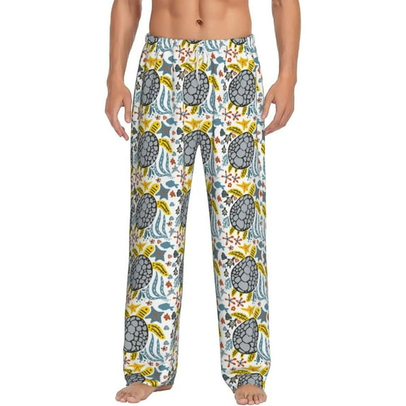 Salouo Sea Turtle Print Pajama Pants for Men, Lounge Pants Elastic Waistband Casual Men's sleepwear Loungewear Sleep Pajama Pant -XX-Large