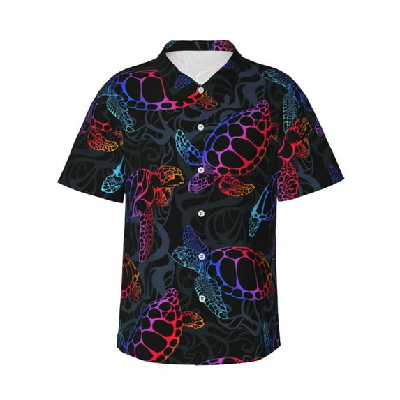 Salouo Sea Turtle for Hawaiian Shirt for Men,Summer Beach Casual Short Sleeve Button Down Shirts Men's Regular-Fit Short-Sleeve Print Shirt -3X-Large