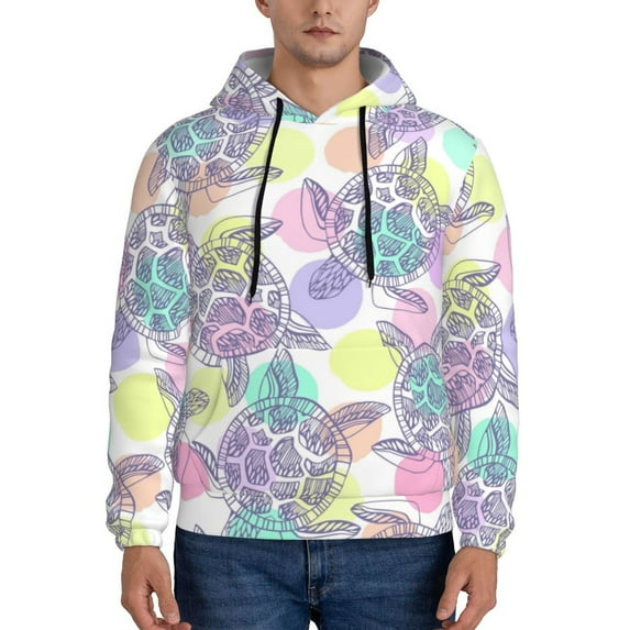 Salouo Sea Turtles Pattern Men's Fall Hoodie Sweatshirt,Sport Hoodie with Pockets for Men Pullover Casual Hooded Sweatshirt-4X-Large