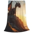 thumbnail image 1 of Salouo Seaside Sunset Cool Dragon Print Bed Blankets,Flannel Blanket Comfortable Air Conditioning Blanket Lightweight Blanket for Sofa Bed Travel & Couch -50"x40", 1 of 8