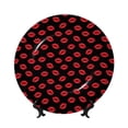 thumbnail image 1 of Salouo Sexy Red Lips Kiss Pattern Bone China Decorative Plate,Holiday Decor Decorative Ceramic Plates with Stand Elegant Home DéCor for Hallway/Living Room/Bedroom-6in, 1 of 6