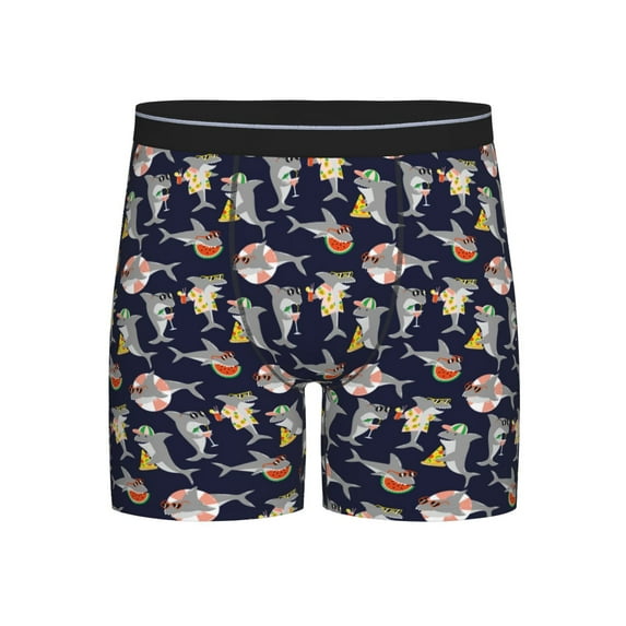 Salouo Sharks In Sunglasses Pattern Men's Boxer Briefs, Soft & Breathable Underwear Elastic Waistband Briefs for Men,1-Pack