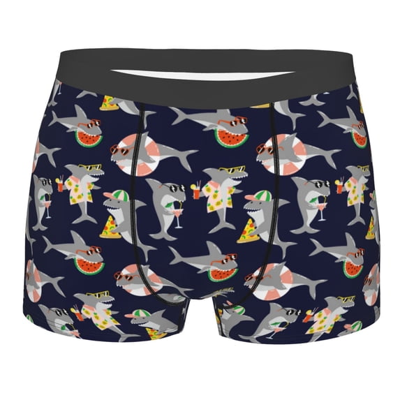 Salouo Sharks In Sunglasses Print Men's Boxer Briefs,Breathable Underwear Elastic Waistband Briefs for Men -XX-Large