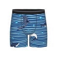thumbnail image 1 of Salouo Sharks on White Blue Striped Pattern Men's Boxer Briefs, Soft & Breathable Underwear Elastic Waistband Briefs for Men,1-Pack, 1 of 7