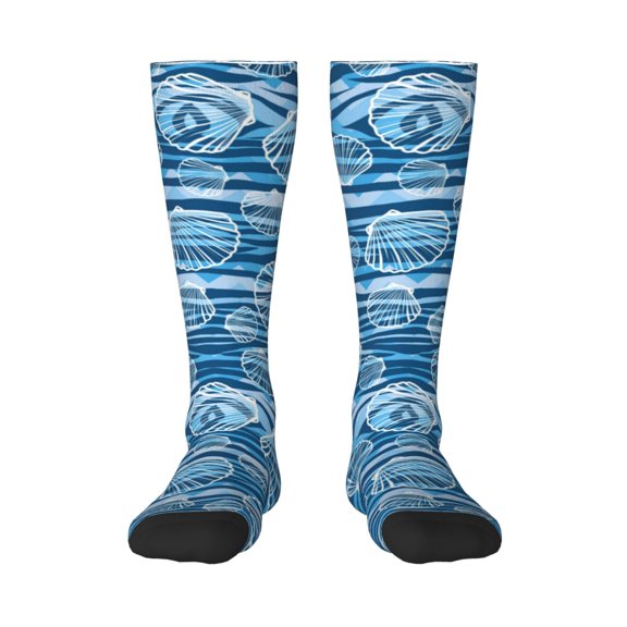 Salouo Shell Print Women's Men's Ankle Socks 1-pack Casual Athletic Socks for Unisex Adult Moisture-Wicking Socks for Daily Wear/Running/Sport