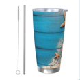 thumbnail image 1 of Salouo Shells and Starfish Print 20oz Tumbler with Lid,Stainless Steel Vacuum Insulated Tumbler Durable Insulated Coffee Mug Thermal Cup with Splash Proof Sliding Lid-Straw Two-piece Set, 1 of 8