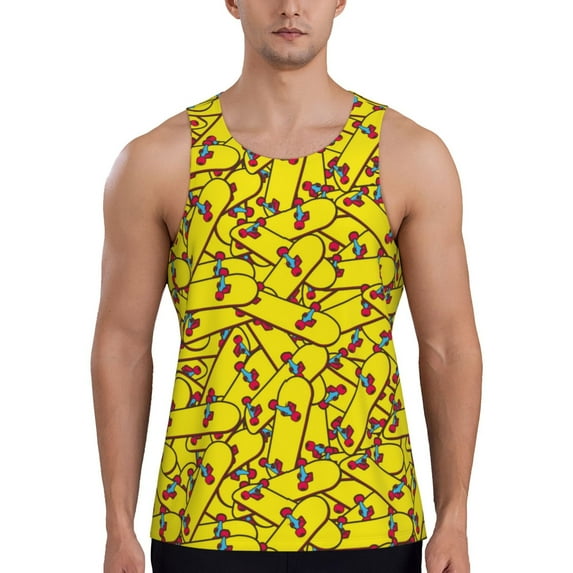 Salouo Skateboard for Men's Tank Tops,Sleeveless Muscle Shirts for Men Quick Dry Workout Tank Top Gym Muscle Tee Fitness Bodybuilding Sleeveless T Shirt-X-Large