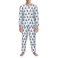 thumbnail image 1 of Salouo Skiing Penguin Funny Print Button-Front Long Sleeve Pajama Set for Men, Soft 2Pjs Men's Long Sleeve Sleepwear -Medium, 1 of 7