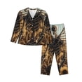thumbnail image 1 of Salouo Skull Butterfly Sunflower Pattern Women's Pajamas Set Long Sleeve Button Down Sleepwear Soft Pj Lounge Sets for women 2 Piece Pjs Set with Long Pants -XX-Large, 1 of 8