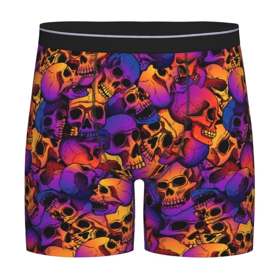 Salouo Skull Pattern Men's Boxer Briefs, Soft & Breathable Underwear Elastic Waistband Briefs for Men,1-Pack