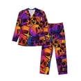 thumbnail image 1 of Salouo Skull Print Button-Front Long Sleeve Pajama Set for Men, Soft 2Pjs Men's Long Sleeve Sleepwear-Large, 1 of 7