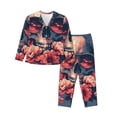 thumbnail image 1 of Salouo Skull With Roses And Sunglasses Pattern Women's Pajamas Set Long Sleeve Button Down Sleepwear Soft Pj Lounge Sets for women 2 Piece Pjs Set with Long Pants-X-Large, 1 of 7