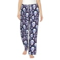 thumbnail image 1 of Salouo Skull flower crystal Print Women's Pajama Pants Casual Loose Sweatpants PJs Flowy Pants Drawstring Palazzo for Women Wide Leg Pants Lounge Pajama -X-Large, 1 of 8
