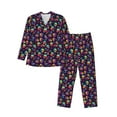 thumbnail image 1 of Salouo Skull mushroom rainbow color Print Button-Front Long Sleeve Pajama Set for Men, Soft 2Pjs Men's Long Sleeve Sleepwear-Large, 1 of 7