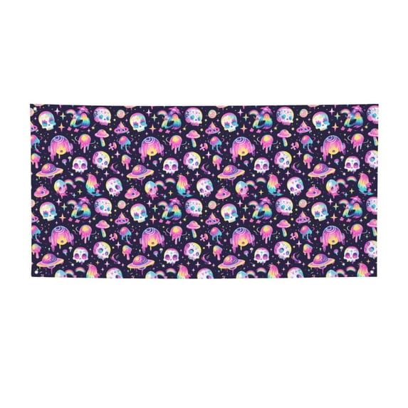 Salouo Skull mushroom space Pattern Holiday Banner Outside Party Decoration Banner (1PC) Festival Supplies Fit for Birthday Parties & Celebrations & Chrismas-Small