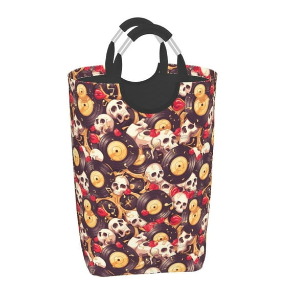Salouo Skull record lips for Dirty Clothes Hamper,Extra Large Hamper Basket Bin 1-Pack Big Laundry Baskets with Handles Laundry Hampers Fits for Bedroom & Living Room