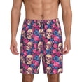 thumbnail image 1 of Salouo Skull rose blue flower Pattern Men's Sleep Pajama Shorts,Pajama Bottoms Elastic Waistband Sleep Pajama Short PJ Shorts for Men -4X-Large, 1 of 6