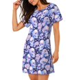 thumbnail image 1 of Salouo Skull star crystal Print Short Sleeve Sleepshirt for Womens Comfy Nightgown Scoopneck Cute Nightdress Ruffle -X-Large, 1 of 7