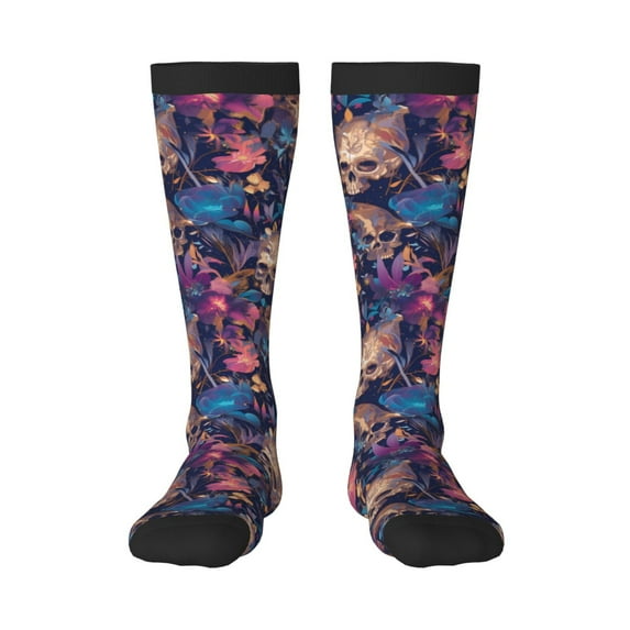 Salouo Skull starry sky flower Print Women's Men's Ankle Socks 1-pack Casual Athletic Socks for Unisex Adult Moisture-Wicking Socks for Daily Wear/Running/Sport