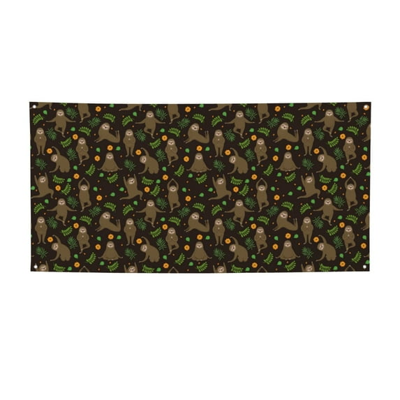 Salouo Sloth Doing Yoga Pattern Holiday Banner Outside Party Decoration Banner (1PC) Festival Supplies Fit for Birthday Parties & Celebrations & Chrismas-Small