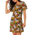thumbnail image 1 of Salouo Sloth on the Branch Print Short Sleeve Sleepshirt for Womens Comfy Nightgown Scoopneck Cute Nightdress Ruffle -Large, 1 of 7