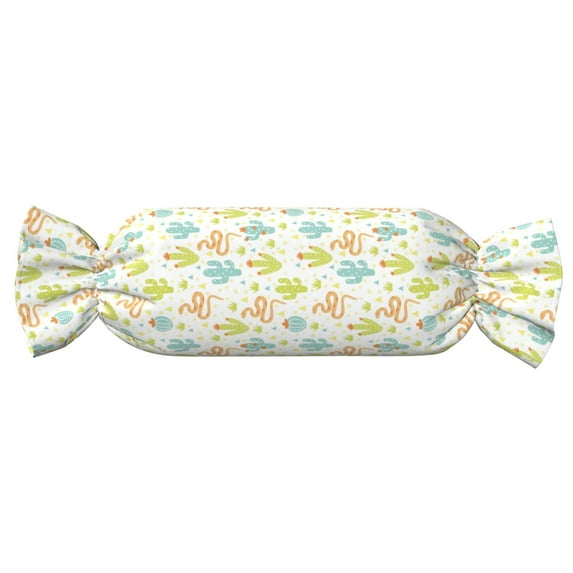 Salouo Snake And Cactus Pattern Cute Bolster Pillow,Cylindrical Pillow Long Pillow for Bed Round Side Pillow for Knee/Leg/Neck ,- Length 24.4" x 9.8" Diameter