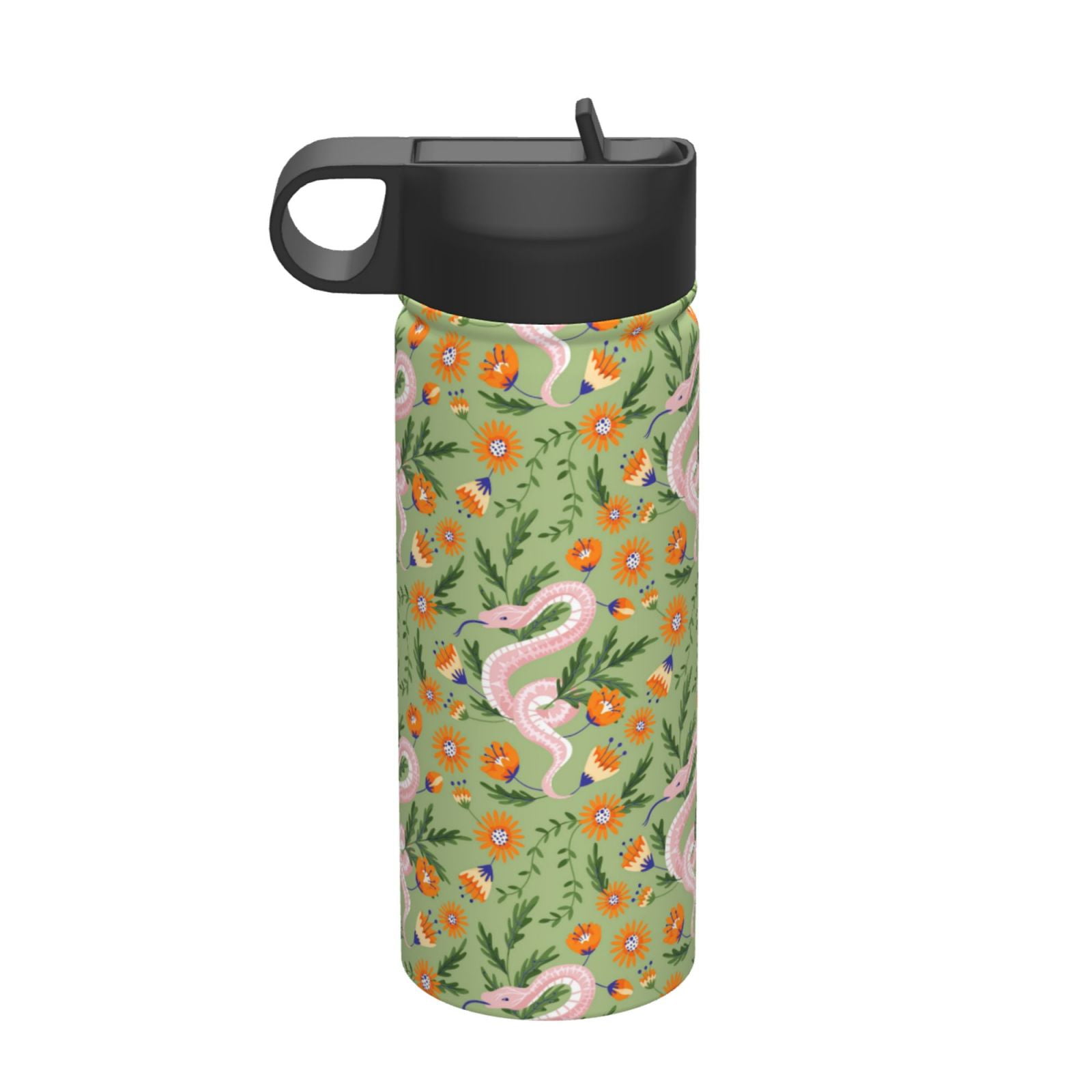 Gallery Detail: Salouo Snake And Floral Pattern 18 Oz Water Bottle With