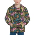 thumbnail image 1 of Salouo Snake And Flower Pattern Hoodie Sweatshirt for Youth, Fall Pullover Hoodie Sweatshirt Long-Sleeve Pullover Hooded Sweatshirt-Medium, 1 of 6