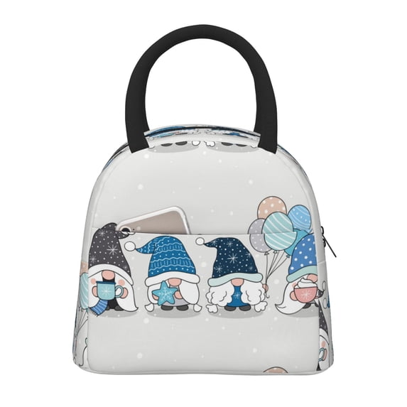 Salouo Snow Gnome for Winter for Insulated Lunch Bag for Women/Men - Leakproof Cooler Tote Bag Organizer - Reusable Lunch Box for Office Picnic Hiking Beach-One Size