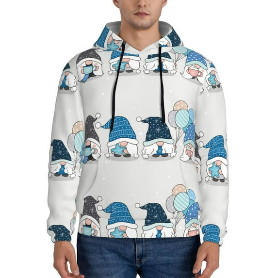 Salouo Snow Gnome for Winter Pattern Men's Fall Hoodie Sweatshirt,Sport Hoodie with Pockets for Men Pullover Casual Hooded Sweatshirt-Medium
