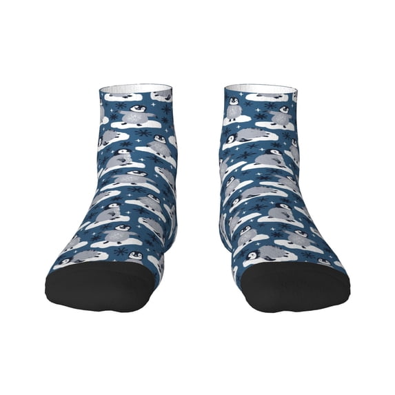 Salouo Snow Penguin Pattern Unisex Middle Tube Socks,Middle-Finger Knee High Socks Over The Calf Tube Stocking Crew Stockings for Women and Men Tube Socks