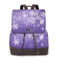 thumbnail image 1 of Salouo Snowfall Sky White Purple Pattern PU Leather Backpack,Purse for Women Fashion Multipurpose Design Handbag Ladies Shoulder Bags Travel Backpack, 1 of 4