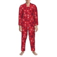 thumbnail image 1 of Salouo Snowflake Symphony Print Button-Front Long Sleeve Pajama Set for Men, Soft 2Pjs Men's Long Sleeve Sleepwear -Large, 1 of 7