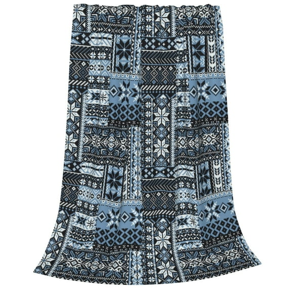 Salouo Snowflake Vintage Pattern Print Bed Blankets,Flannel Blanket Comfortable Air Conditioning Blanket Lightweight Blanket for Sofa Bed Travel & Couch -60"x50"