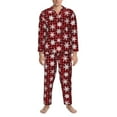 thumbnail image 1 of Salouo Snowflake red plaid Print Button-Front Long Sleeve Pajama Set for Men, Soft 2Pjs Men's Long Sleeve Sleepwear -X-Large, 1 of 7