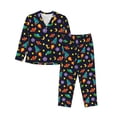 thumbnail image 1 of Salouo Space D Pattern Women's Pajamas Set Long Sleeve Button Down Sleepwear Soft Pj Lounge Sets for women 2 Piece Pjs Set with Long Pants-X-Large, 1 of 7