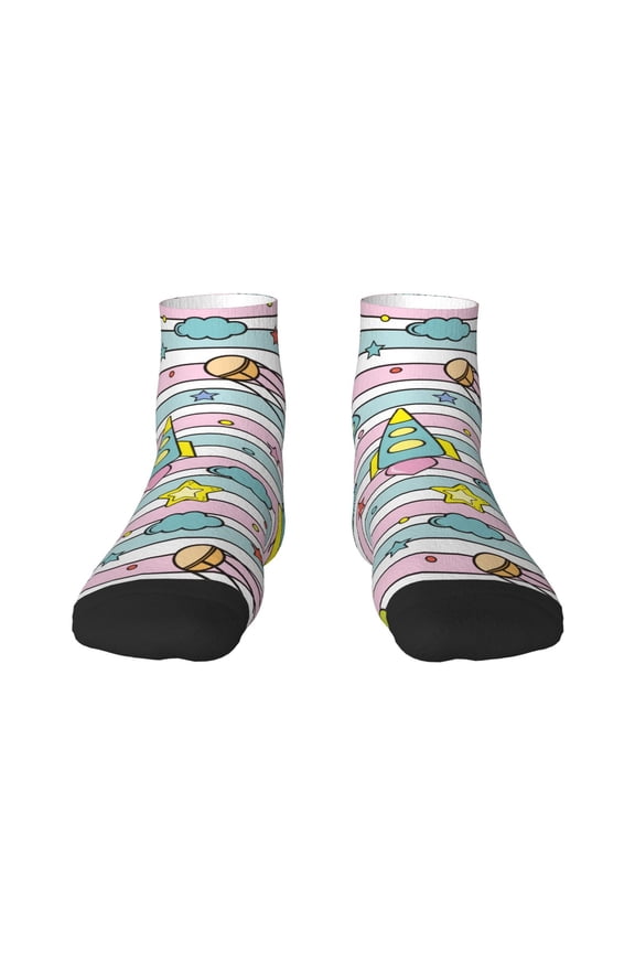 Space Doodle Pattern Unisex Middle Tube Socks,Middle-Finger Knee High Socks Over The Calf Tube Stocking Crew Stockings for Women and Men Tube Socks