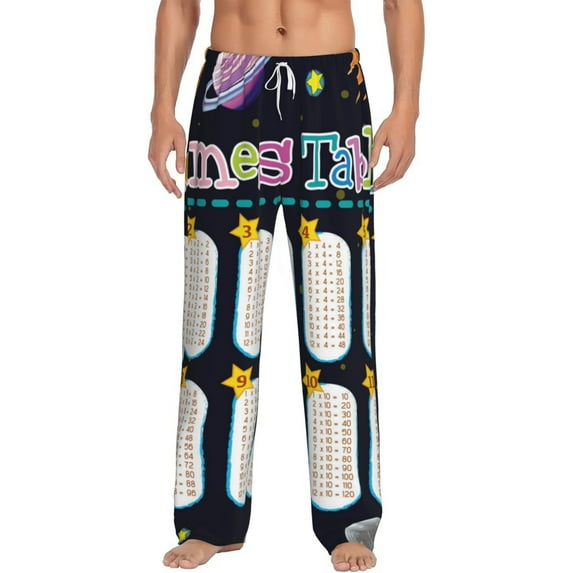 Salouo Space Math Times Tables Print Pajama Pants for Men, Lounge Pants Elastic Waistband Casual Men's sleepwear Loungewear Sleep Pajama Pant -Medium