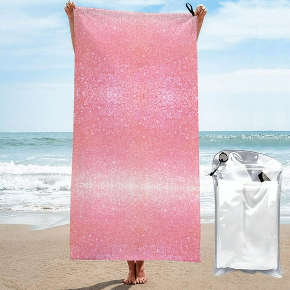 Salouo Sparkly Pink Glitter Pattern 1 Pack Bath Towel, Quick Drying Towels Premium Towels for for Body, Sport, Yoga, SPA, Fitness-31.5"x63"