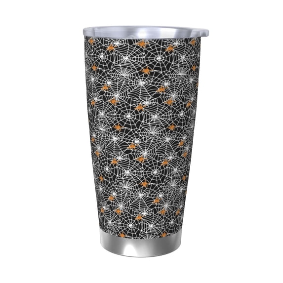 Salouo Spider Cobweb Print 20oz Tumbler with Lid,Stainless Steel Vacuum Insulated Tumbler Durable Insulated Coffee Mug Thermal Cup with Splash Proof Sliding Lid-Without Straw