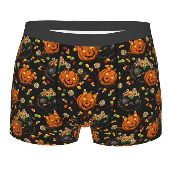 Salouo Spooky Sweets Print Men's Boxer Briefs,Breathable Underwear Elastic Waistband Briefs for Men -Small